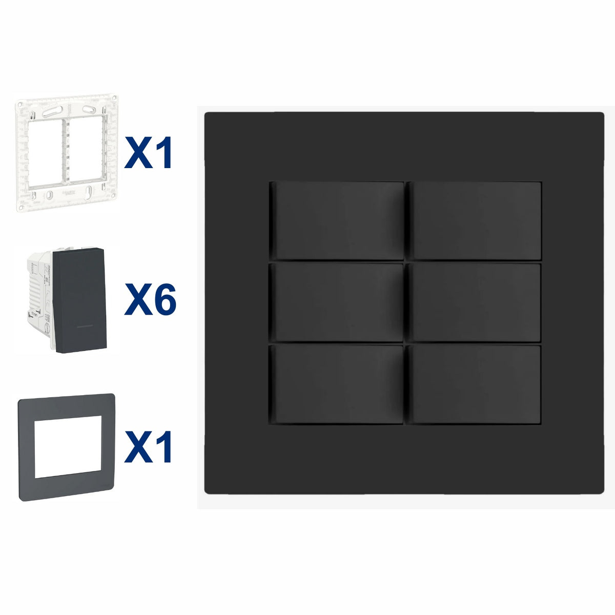Conjunto De Interruptor Paralelo 6 Modulo 10A 4X4 Pt Orion Schneider