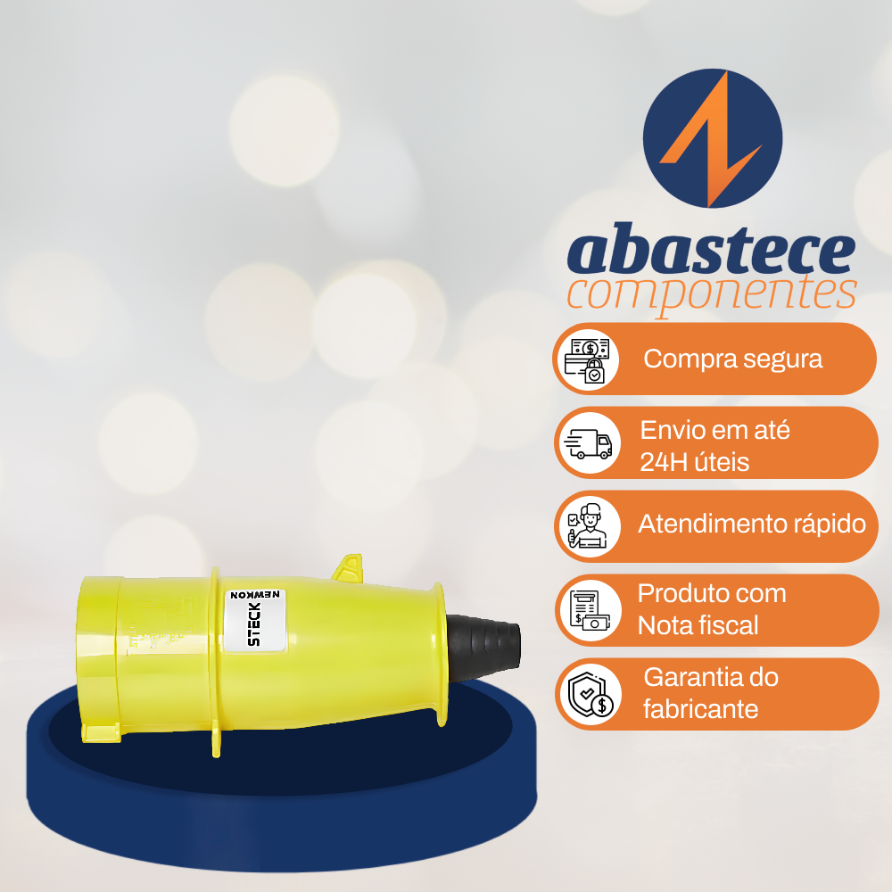 Kit 2 Plugue 2P+T 32A 100/130V Amarelo N3274 Steck