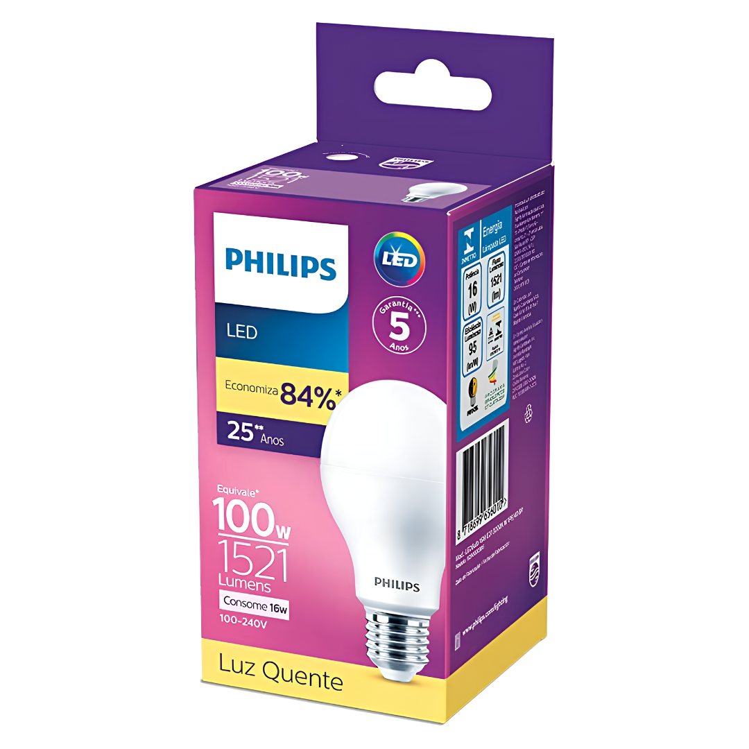 Kit 3 Lampada Led Bulbo 16W 1521Lm 180° Bivolt E27 Philips