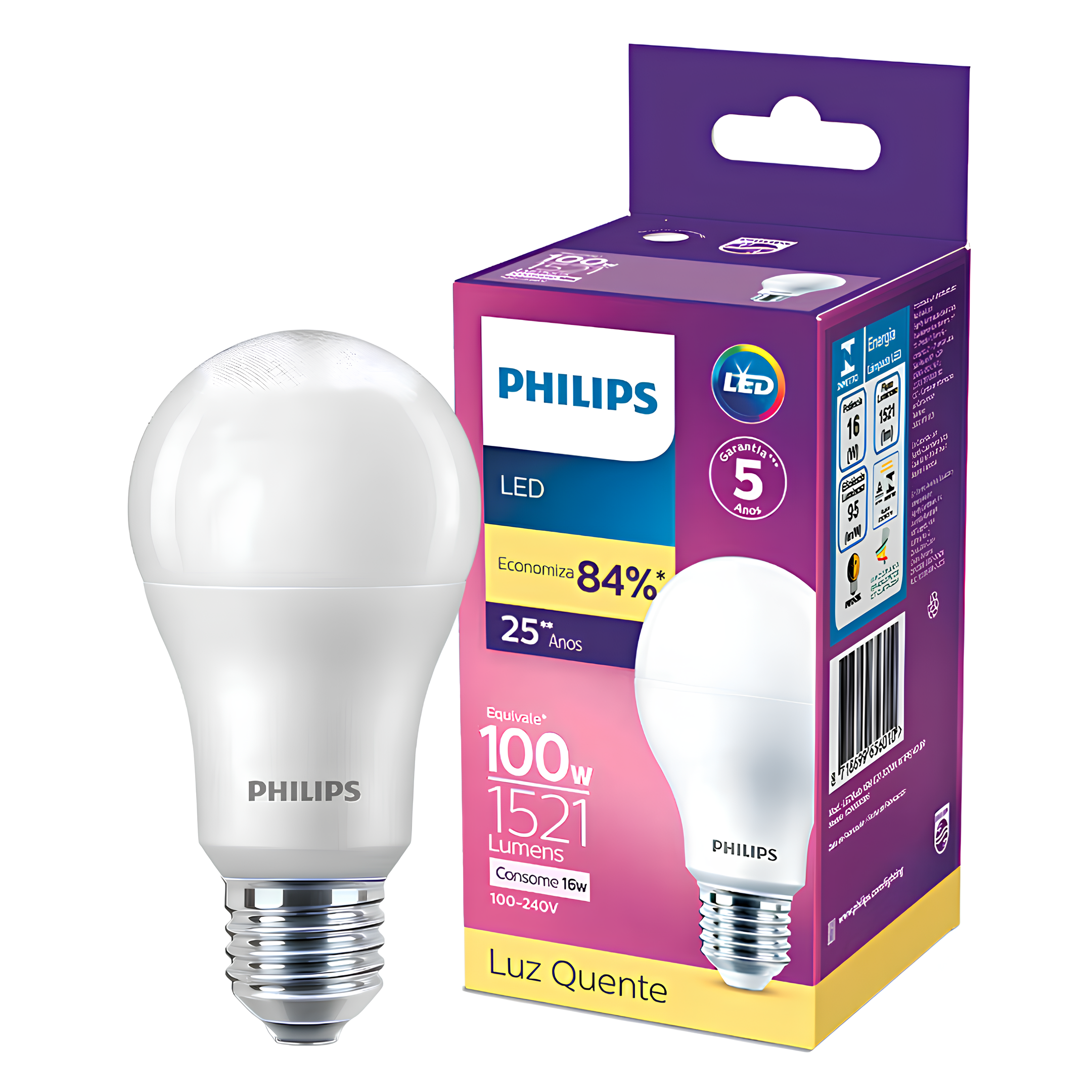 Kit 3 Lampada Led Bulbo 16W 1521Lm 180° Bivolt E27 Philips