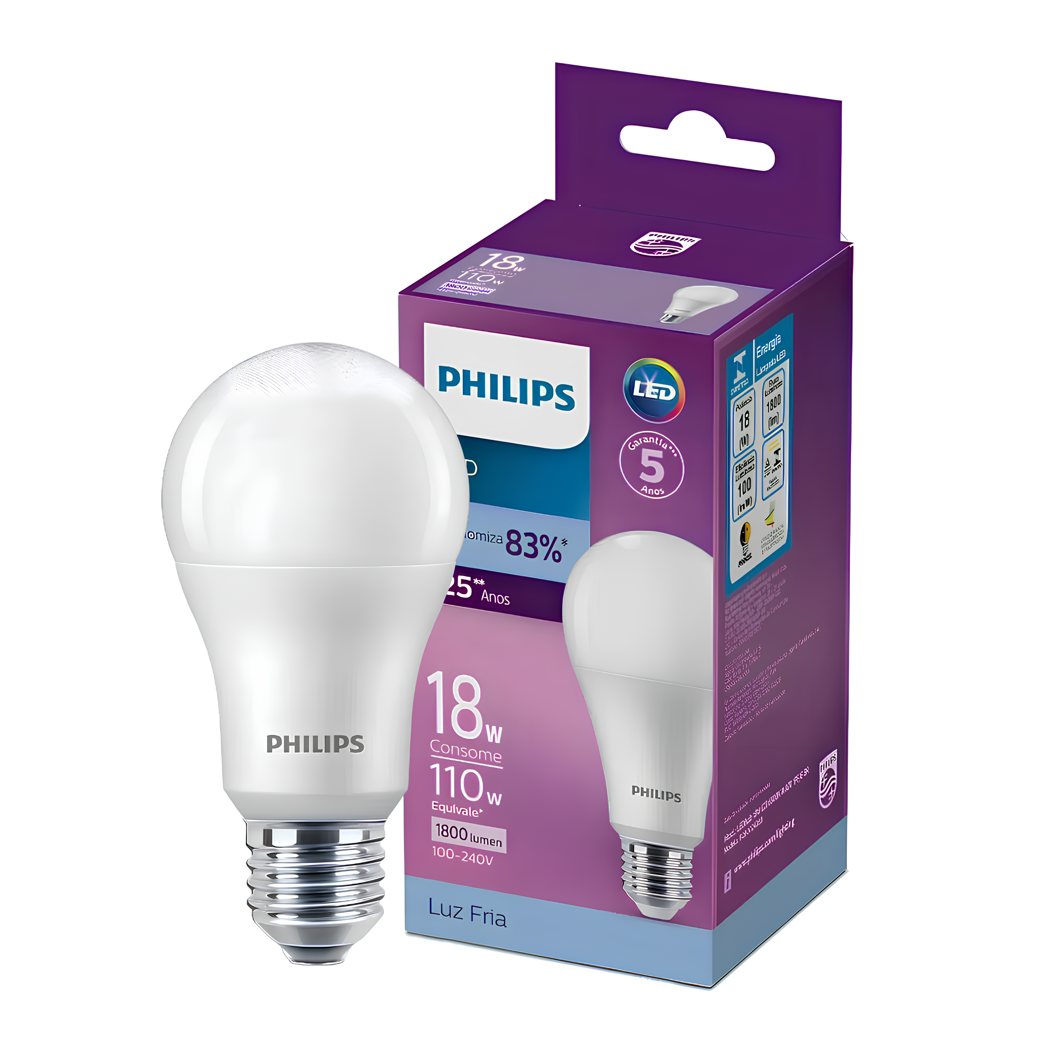Kit 3 Lampada Led Bulbo 18W 6500K 1800Lm Bivolt E27 Philips