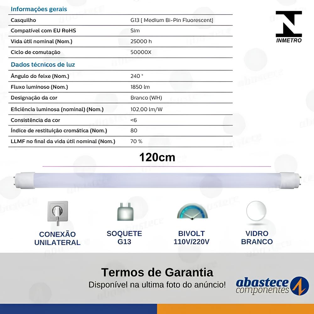 Kit 25 Lâmpadas Led Tubular 18W T8 Philips 120Cm (Caixa Fechada)
