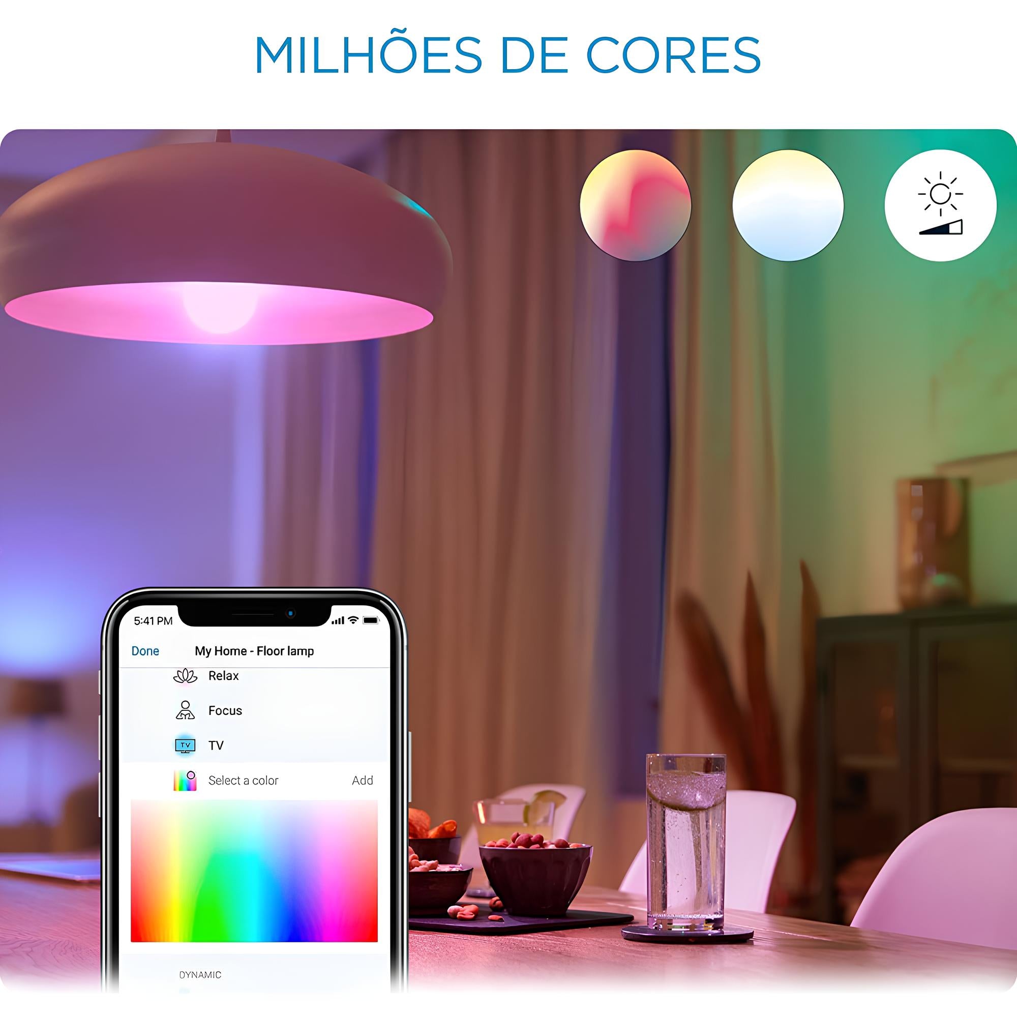 Lâmpada Smart Bulbo WiFi Bluetooth Rgb 806lm A60 Bivolt WiZ