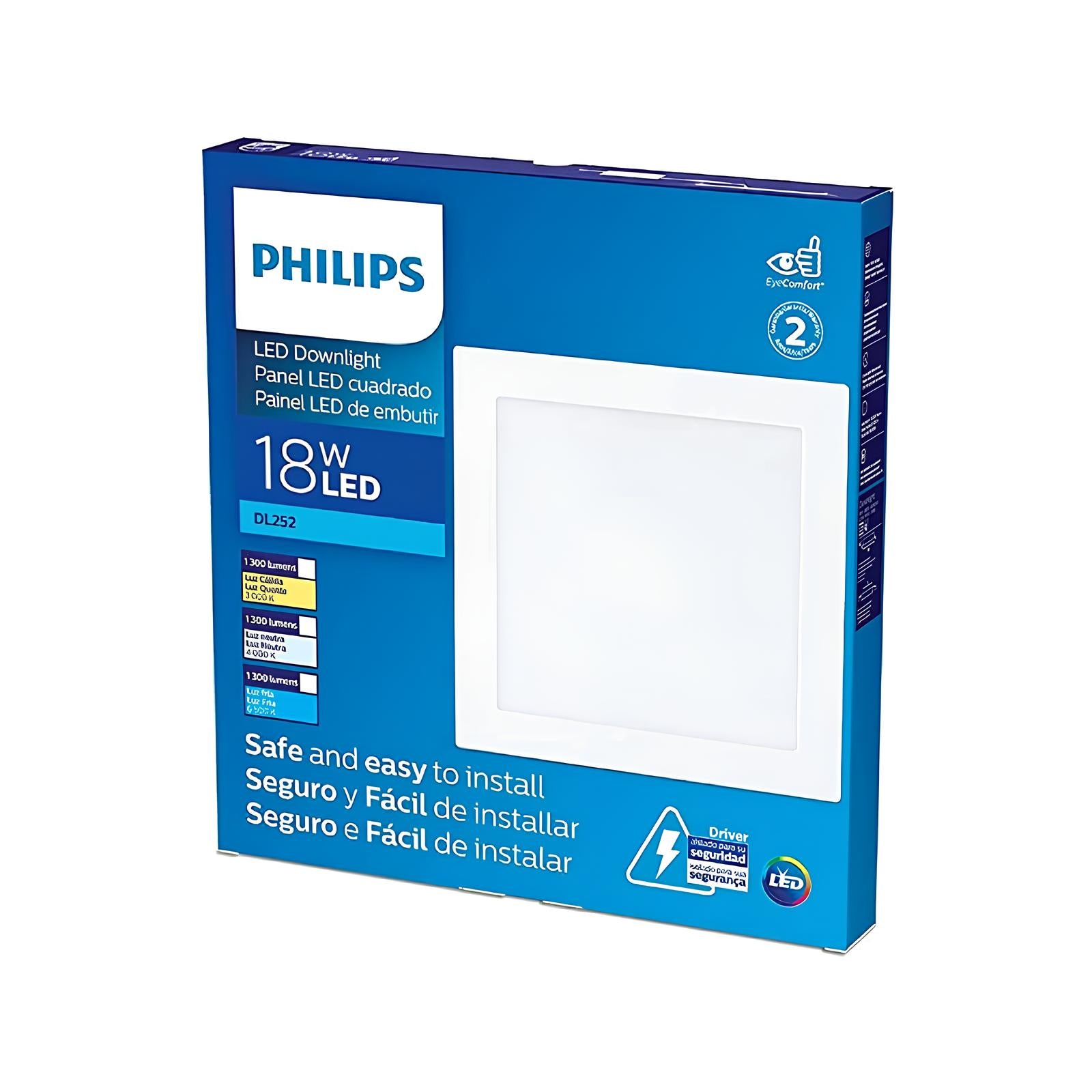 Luminaria Embutir Led Quadrada 18W 22Cm Bivolt Philips