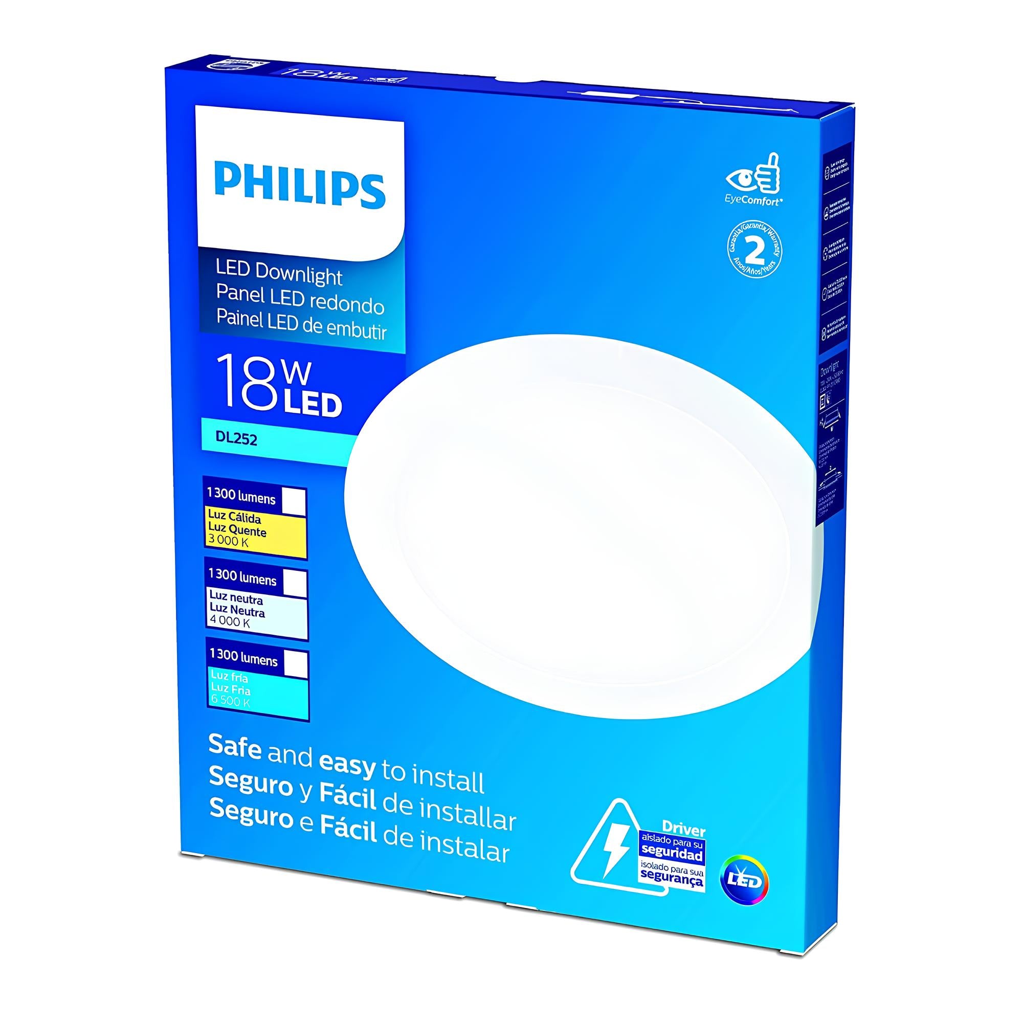 Luminaria Embutir Led Redondo 18W 22Cm Bivolt Philips