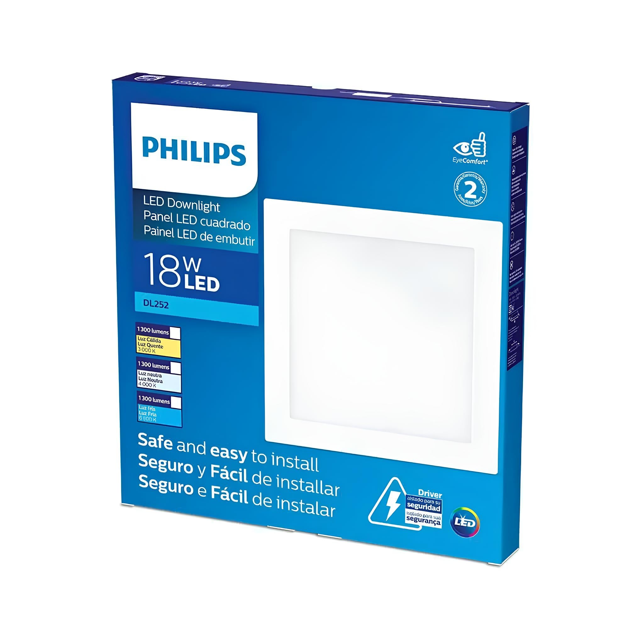 Luminaria Led Quadrada 18W Sobrepor Dl252 Philips