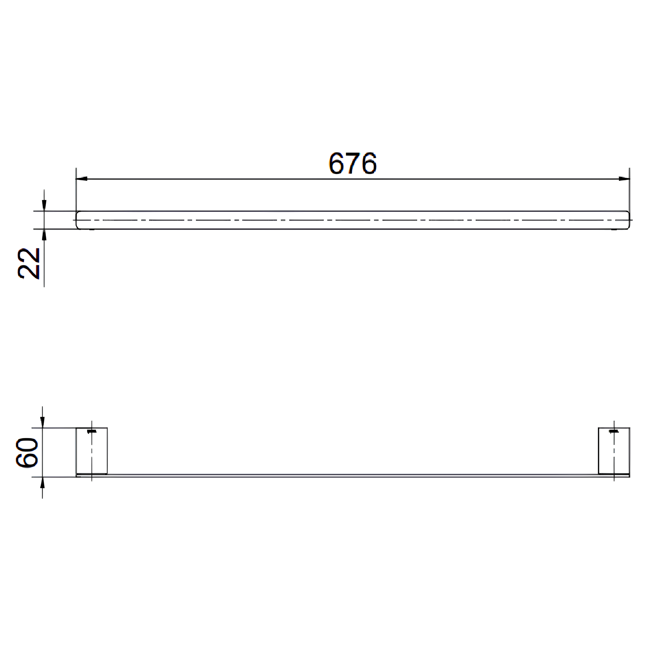 Porta-toalha 676 mm Docolflat Ônix 90009613156 Docol