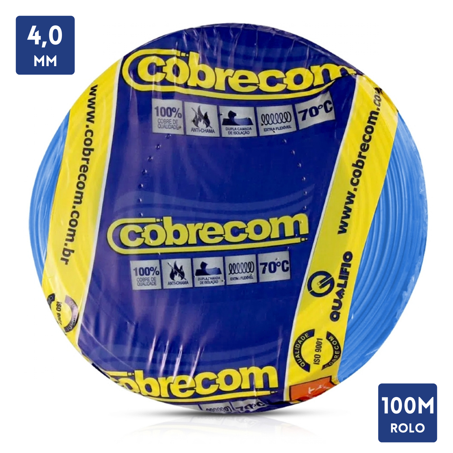 Rolo De Cabo 100 Metros Cobre Flexivel 4,0Mm Cobrecom