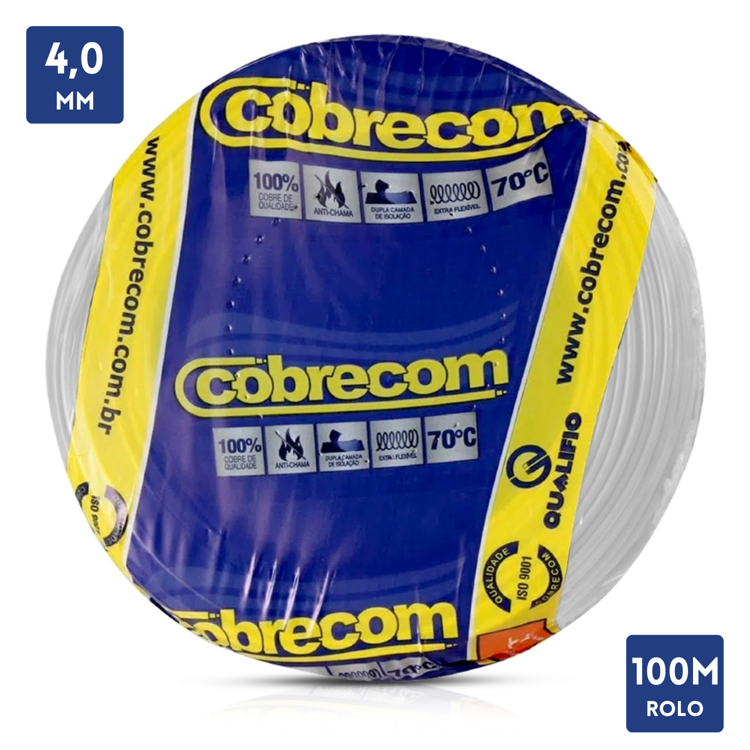 Rolo De Cabo 100 Metros Cobre Flexivel 4,0Mm Cobrecom