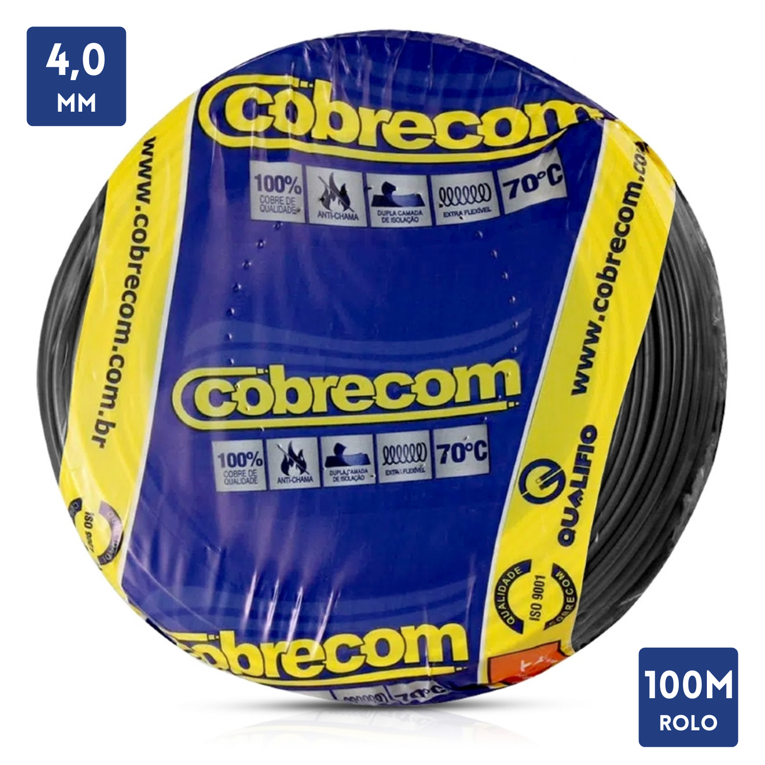 Rolo De Cabo 100 Metros Cobre Flexivel 4,0Mm Cobrecom