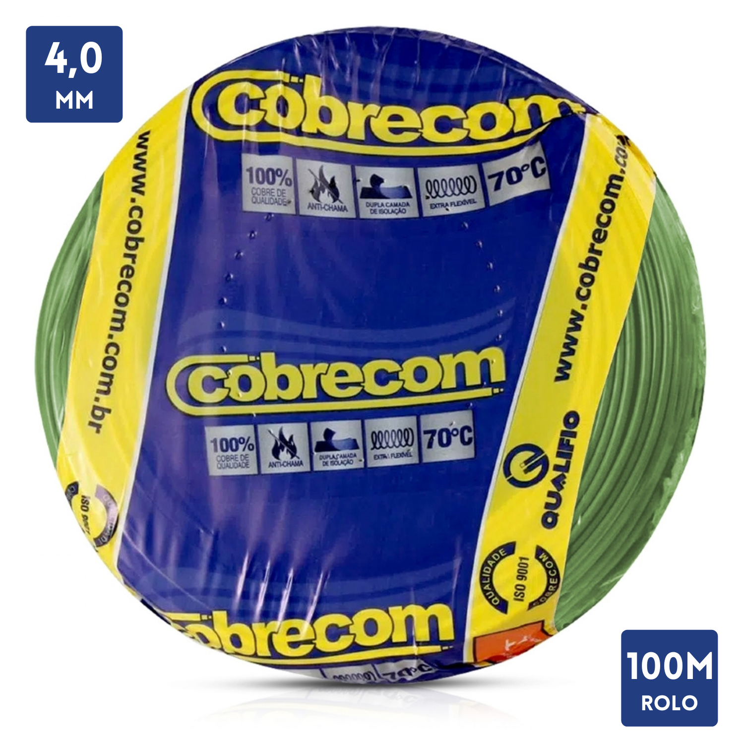Rolo De Cabo 100 Metros Cobre Flexivel 4,0Mm Cobrecom