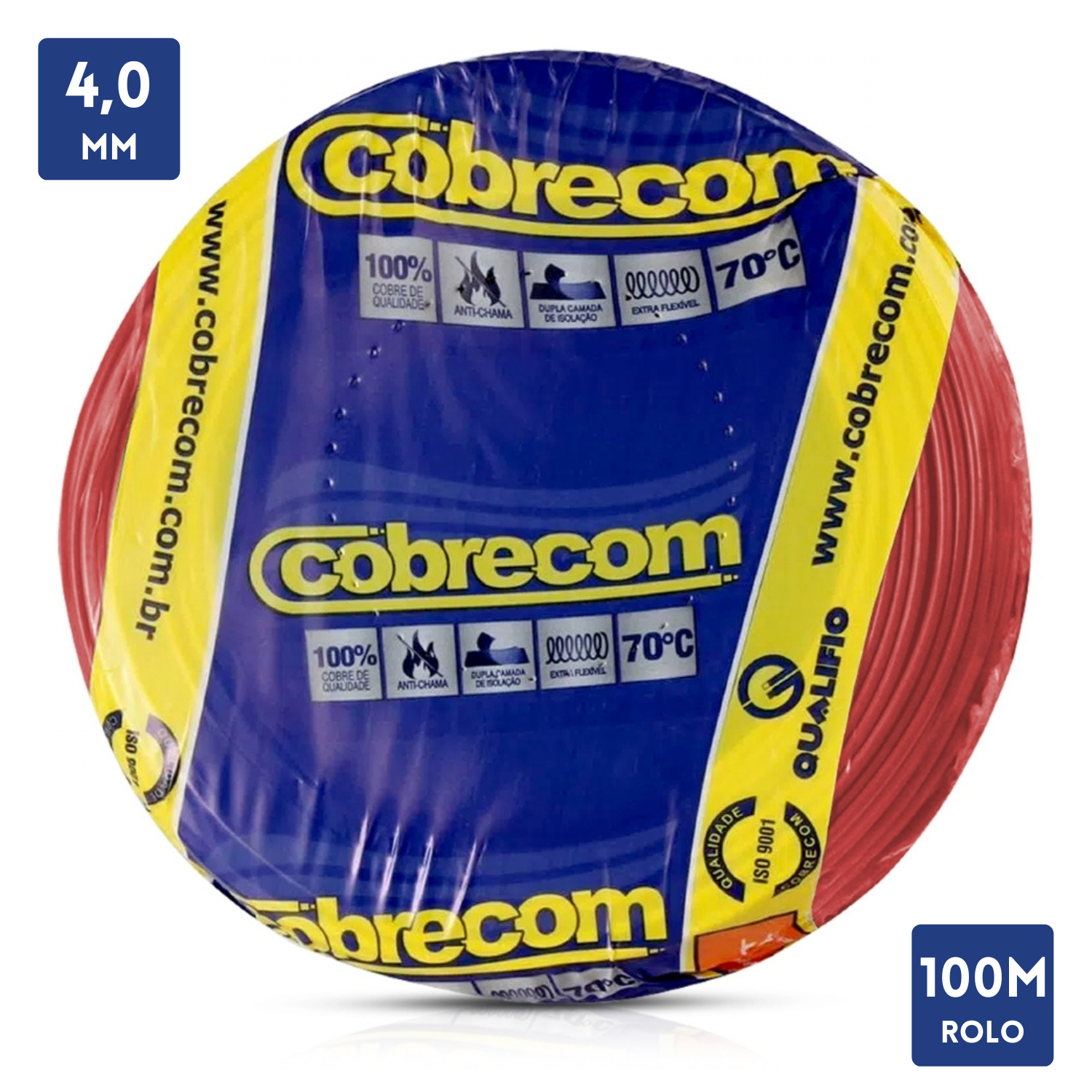 Rolo De Cabo 100 Metros Cobre Flexivel 4,0Mm Cobrecom