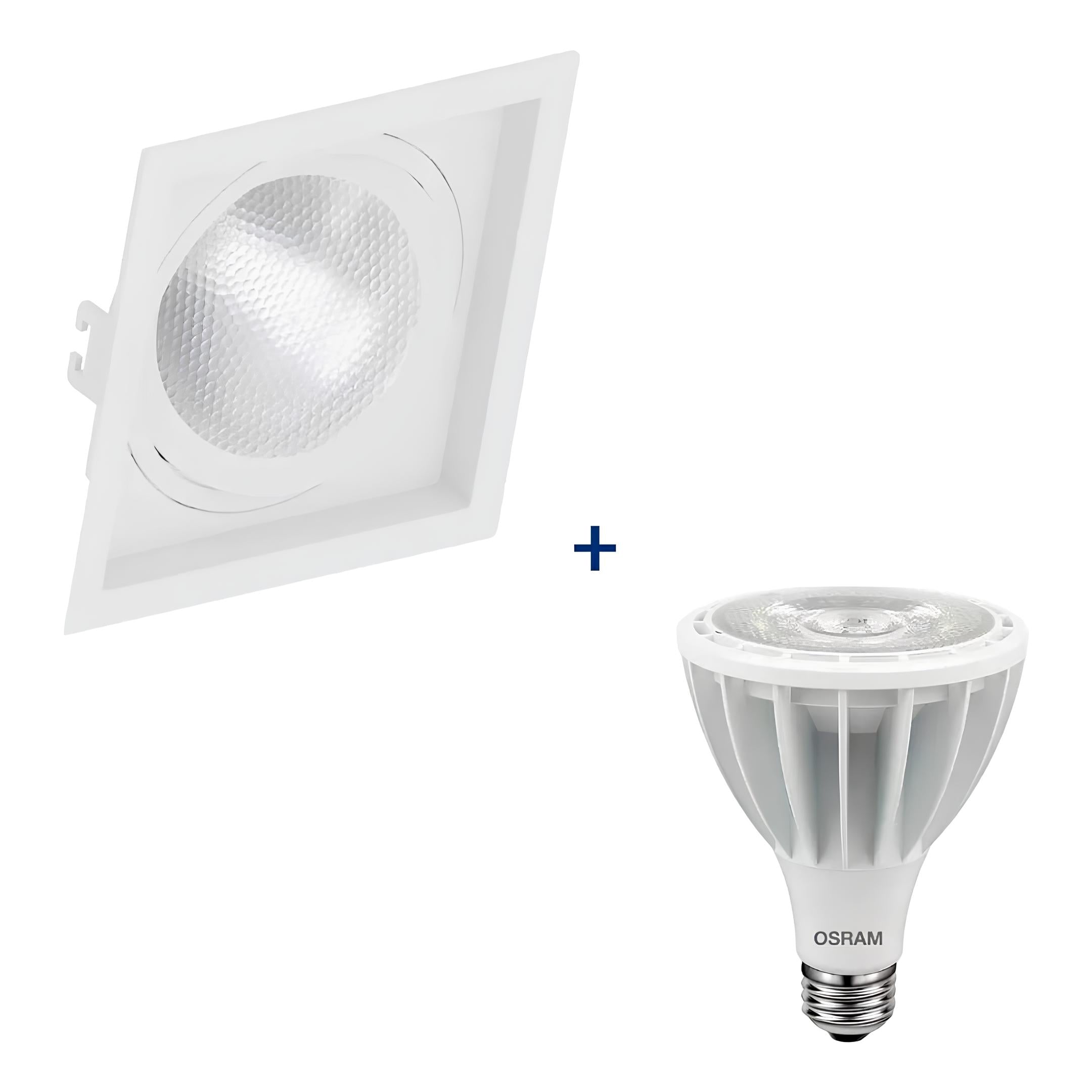 Spot Quadrado Recuado Branco Par30 Hci 28W 3000K 3000Lm 15° Osram