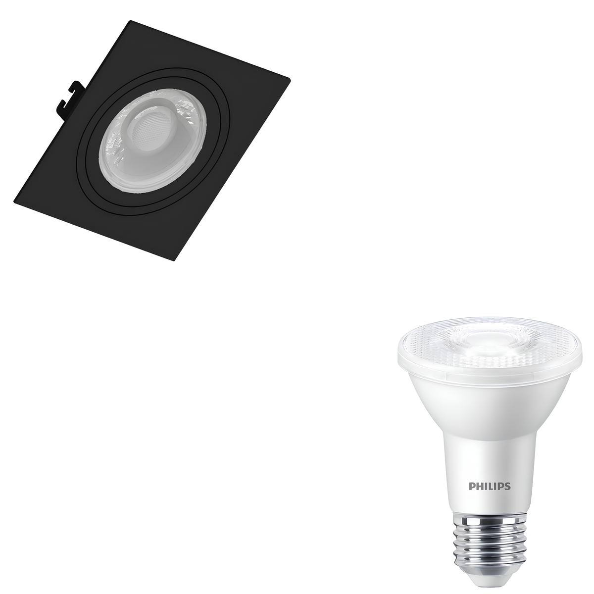 Spot Quadrado Embutir Par20 Preto 4,9W 525Lm Philips