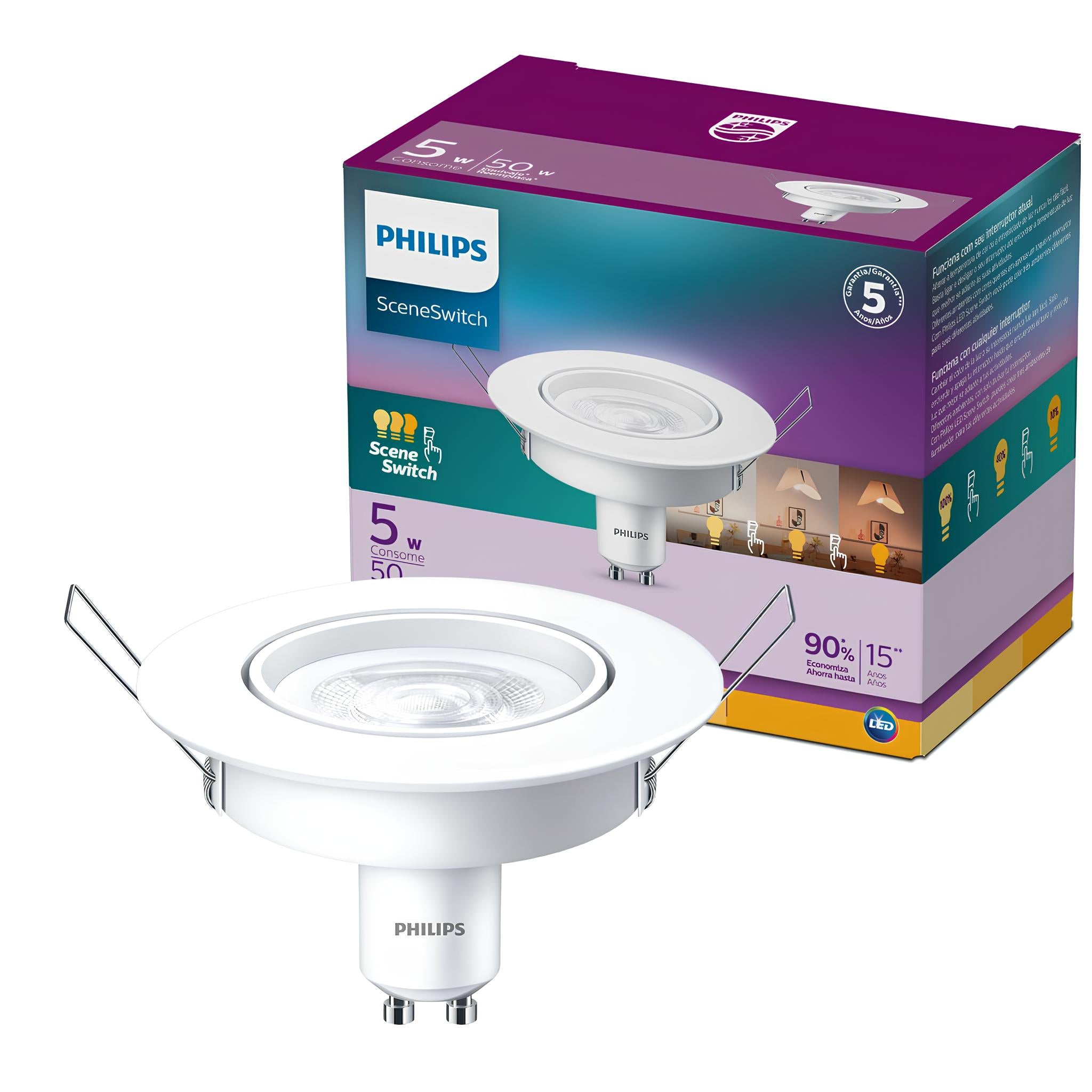 Spot Led Redondo 5w Sceneswitch Gu10 Bivolt Philips