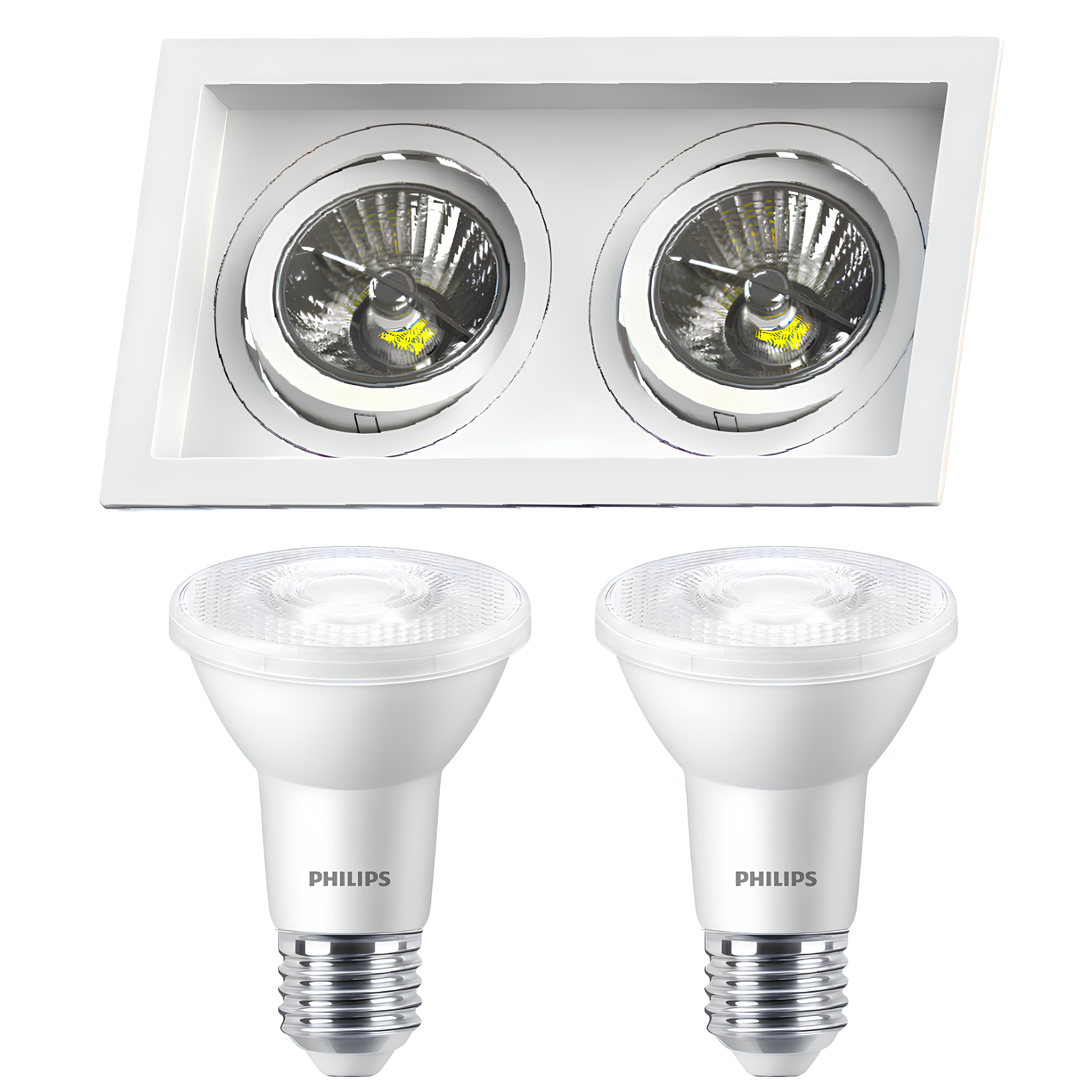 Spot Retangular Embutir 2x Par20 Br 4,9W 525Lm 25° Philips