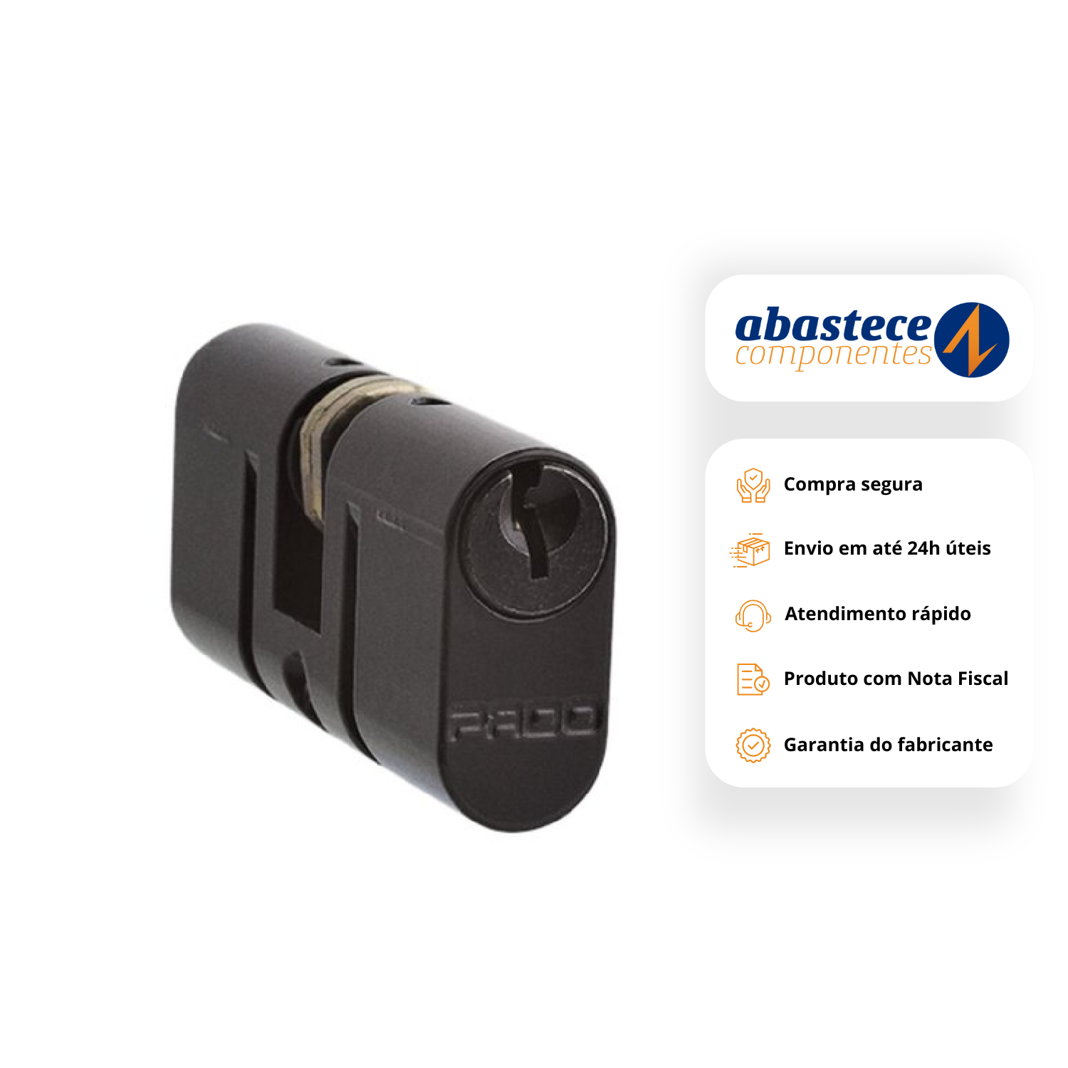 Cilindro Miolo Fechadura Zm Zamac 55mm Concept Preto Pado