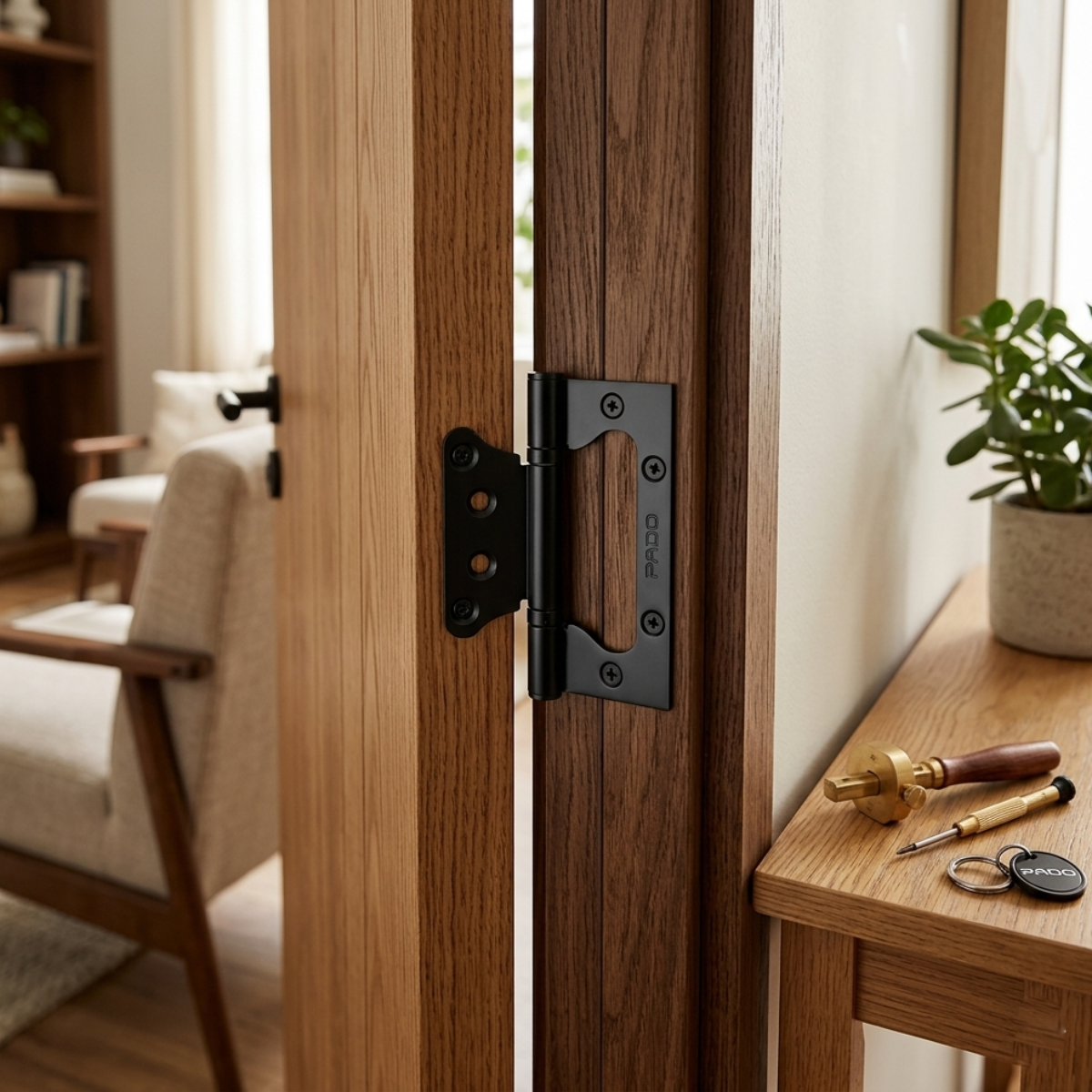Dobradiça Porta Sobrepor Embutida IX SM Concept Preta Pado