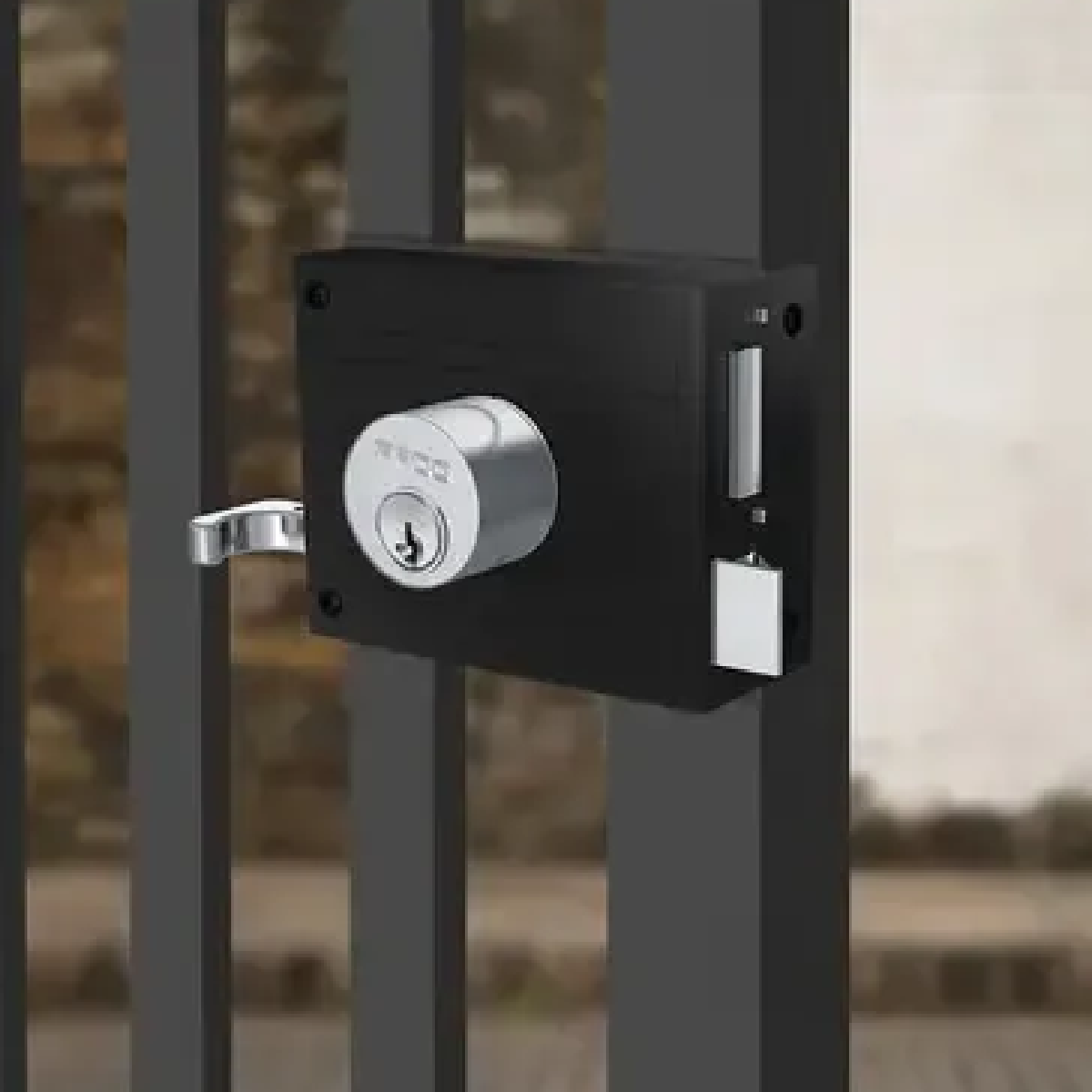 Fechadura Externa Sobrepor Portão Concept Aço Preto Pado