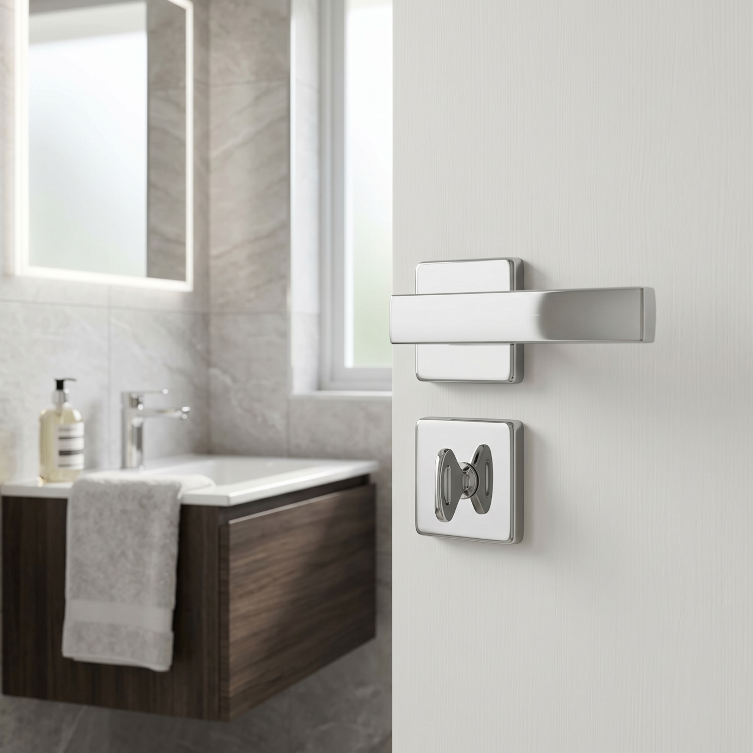 Fechadura Para banheiro Zamac Zm Concept Roseta Cromada Pado