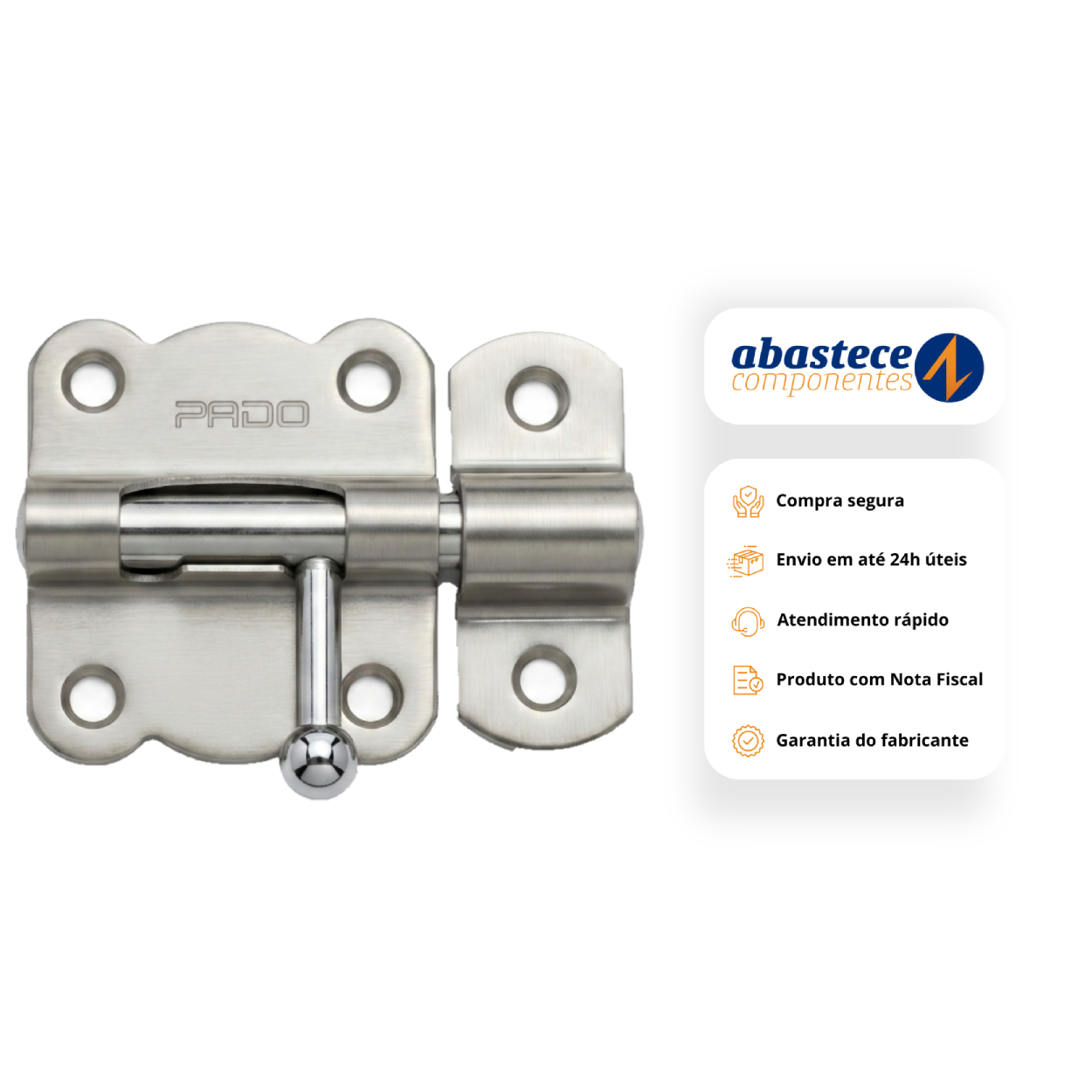 Trinco Tarjeta Para Porta Aço Zamac 3mm SM T-3 ZN Pado