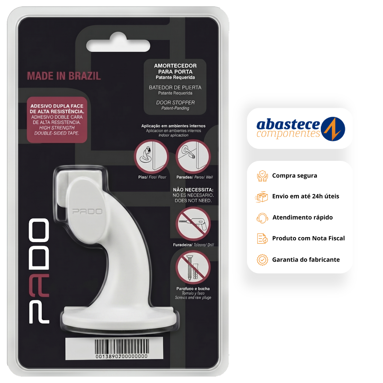 Amortecedor de Piso/Parede SM025 Branco 58321971 Pado