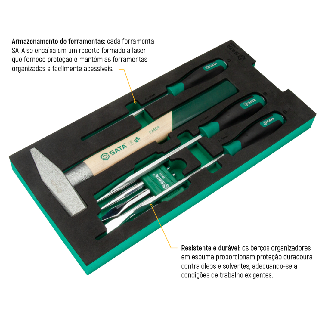 Jogo De Ferramentas De Impacto Com 9 Peças Em Berço Eva St09923g Sata