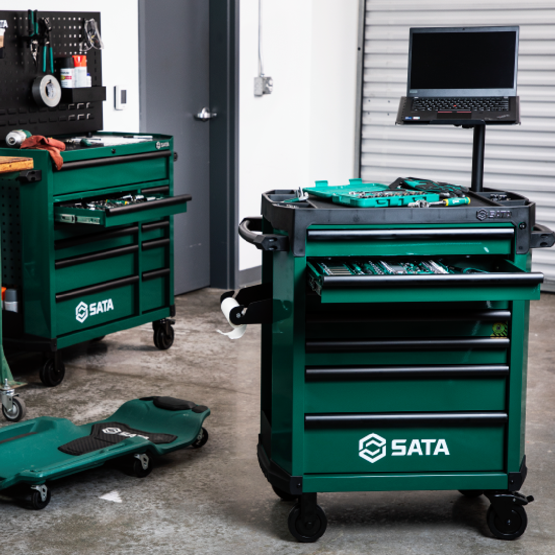 Carro Para Ferramentas Com 5 Gavetas Verde ST95112G Sata