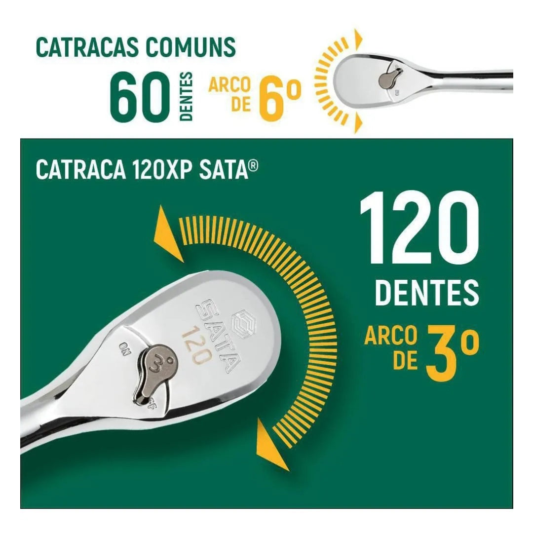 Chave Catraca Reversível Com Encaixe 1/2 Pol St13974 Sata
