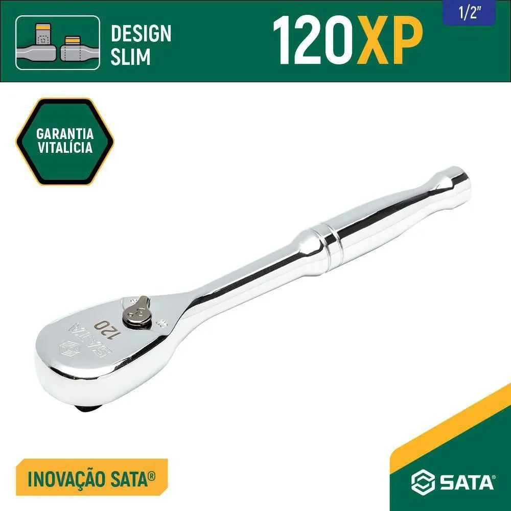 Chave Catraca Reversível Com Encaixe 1/2 Pol St13974 Sata