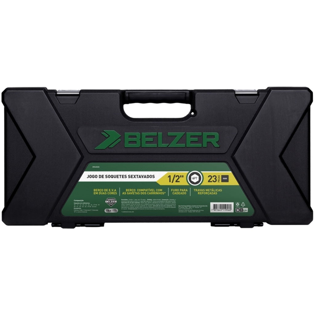 Jogo Soquete Sextavado 1/2 pol 10 a 32mm 23 Peças 205406bj Belzer