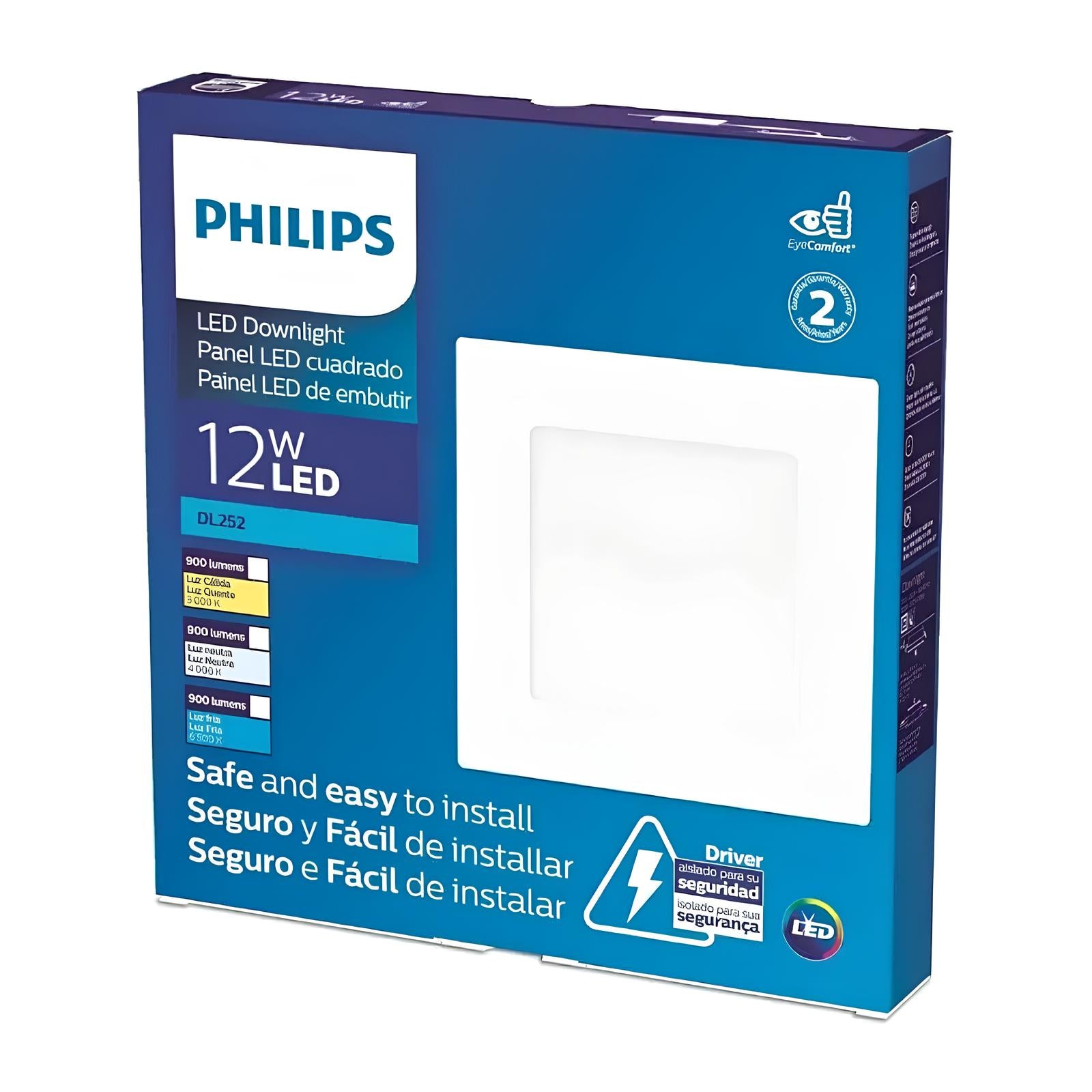 Luminaria Embutir Led Quadrada 12W 17Cm Bivolt Philips