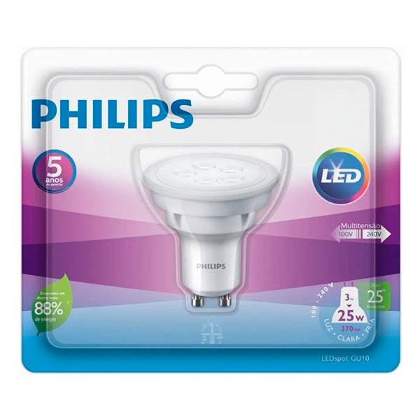 Lampada Led Dicroica 3w 250lm Gu10 Branco Frio 6500k Philips