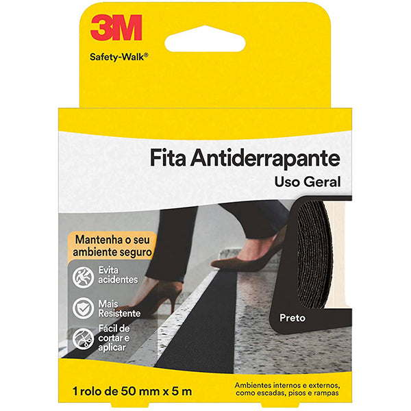 Fita Antiderrapante 3m Preta 50mm X 5m Uso Geral