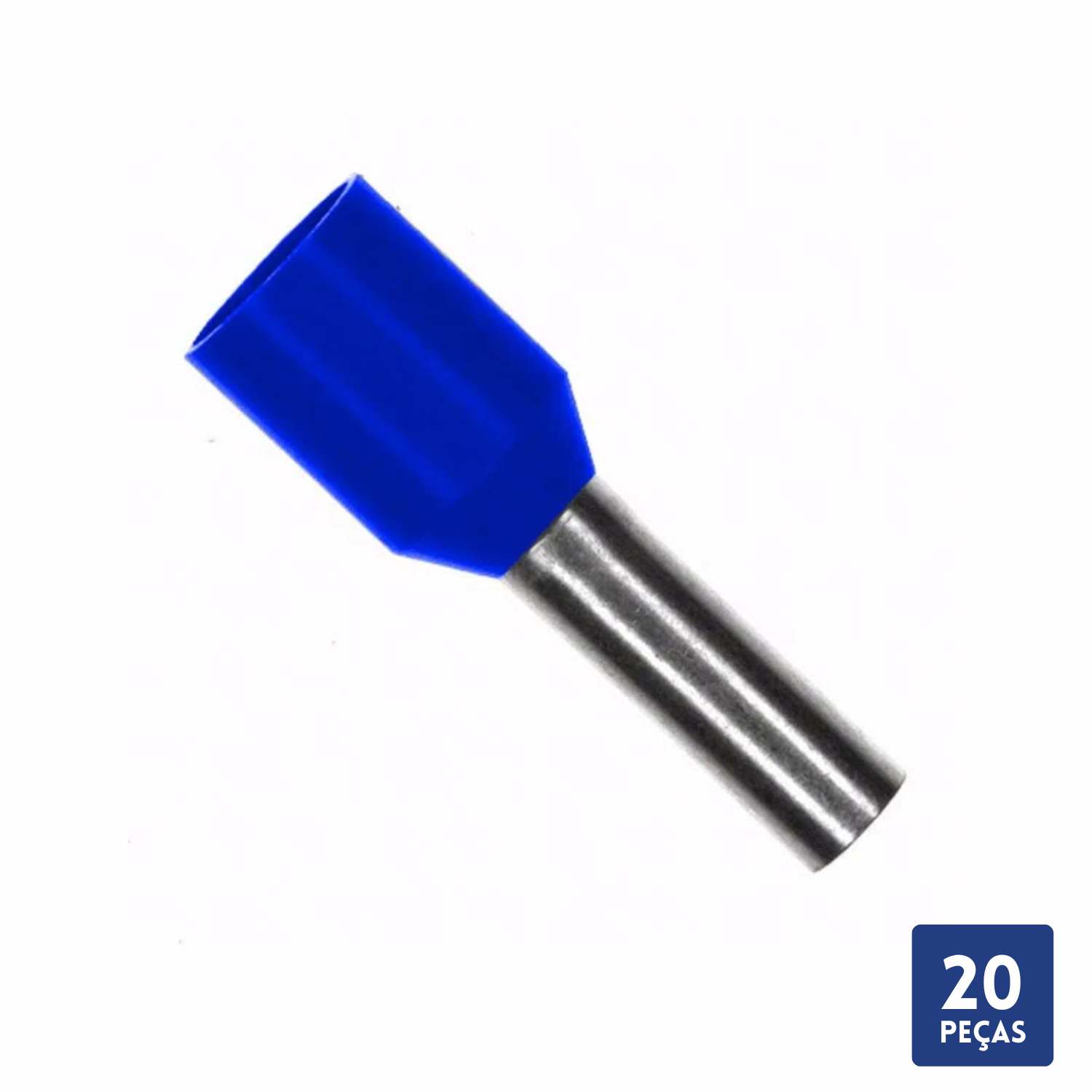 Terminal Pino Tubular Pré-Isolado Azul 2,5mm 20 pçs