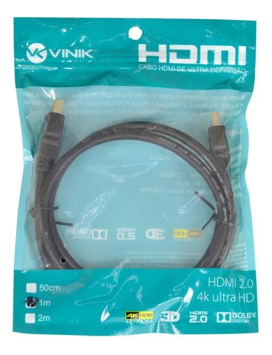 Cabo HDMI 2.0 4K Ultra HD 3D 2 metros