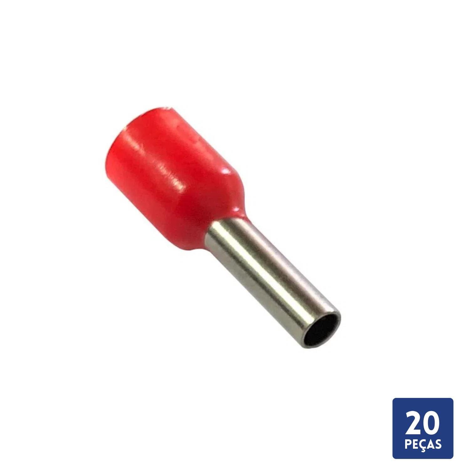 Terminal Pino Tubular Pré-Isolado Vermelho 35mm 20 pçs