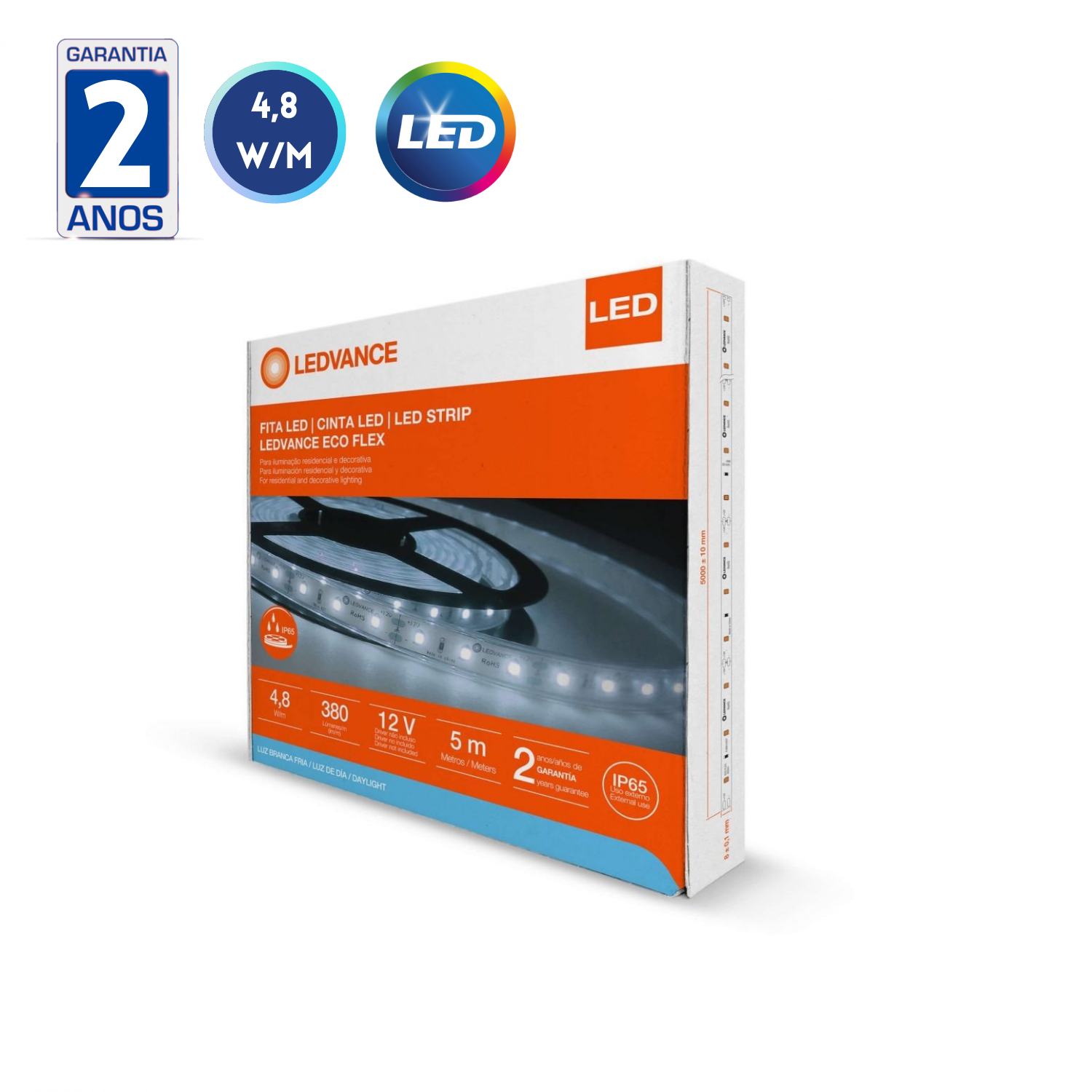 Fita Led Ecoflex 5M 4,8W 12V Ip65 Ledvance