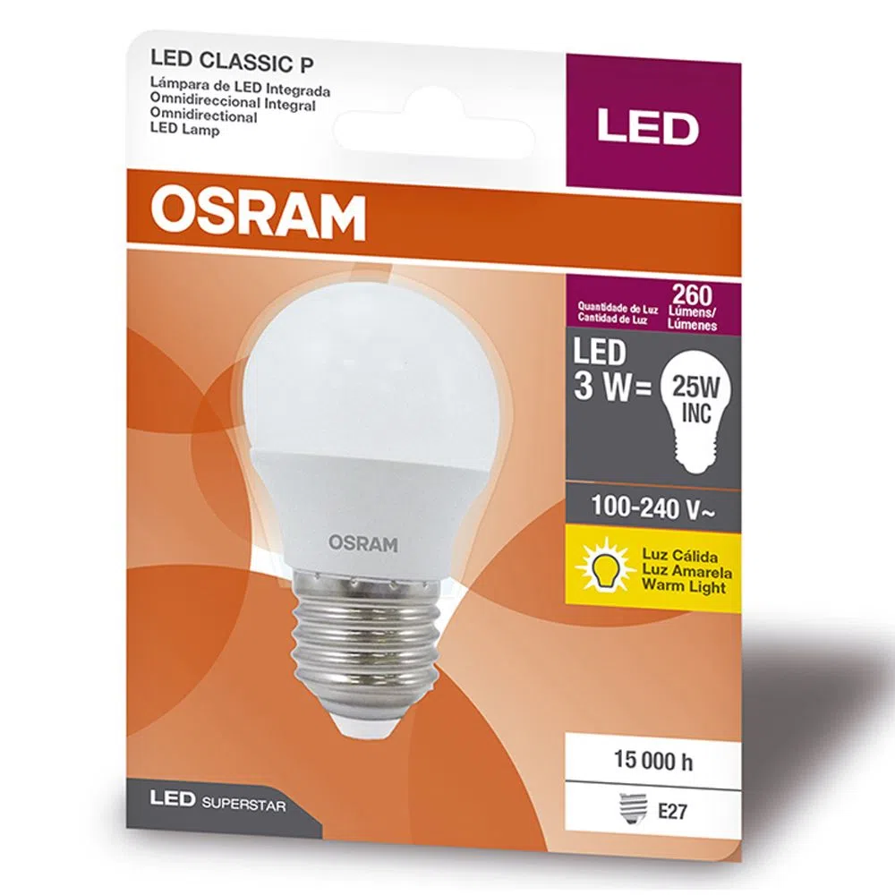 Lâmpada Led Bolinha 3w 260lm E27 Bivolt Osram