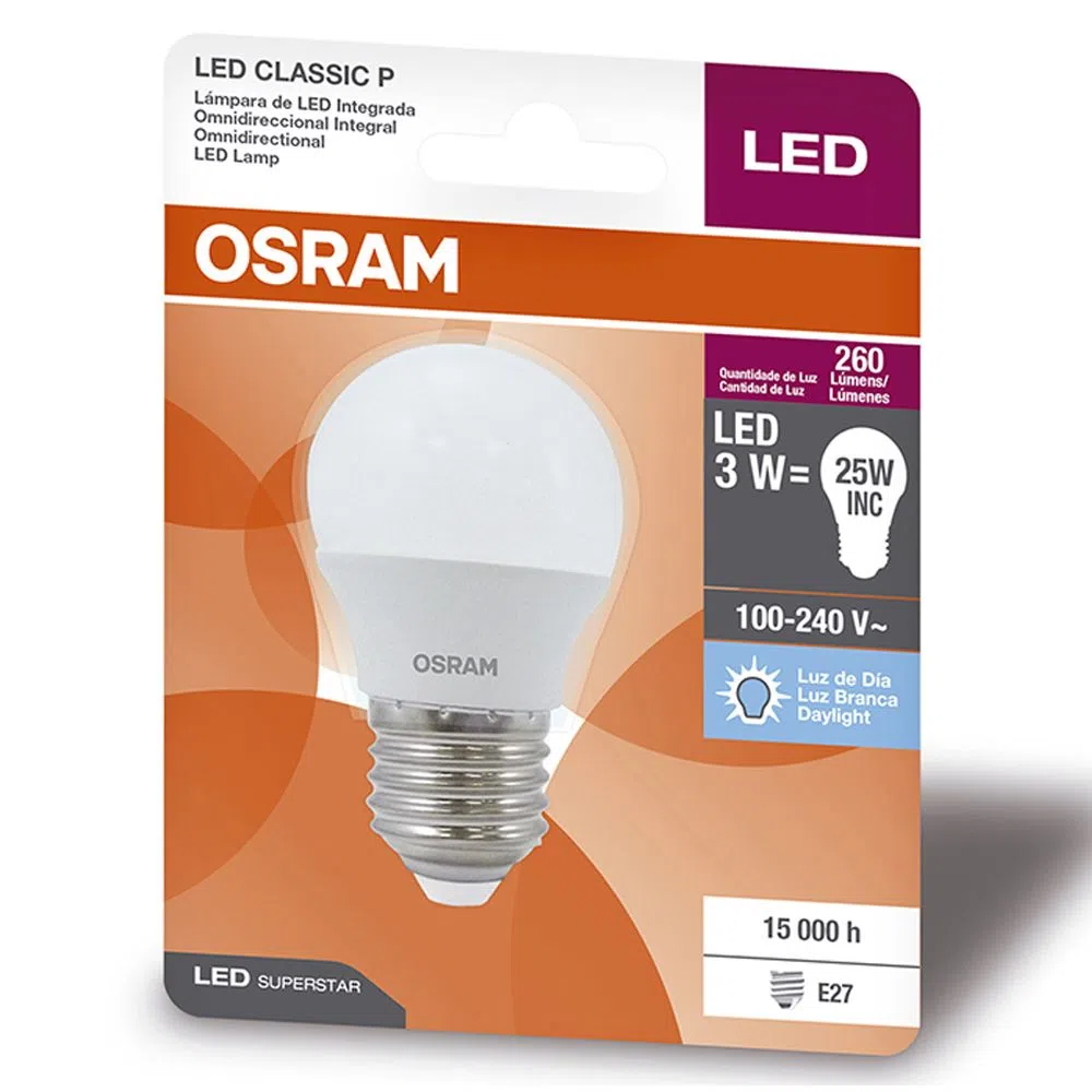 Lâmpada Led Bolinha 3w 260lm E27 Bivolt Osram