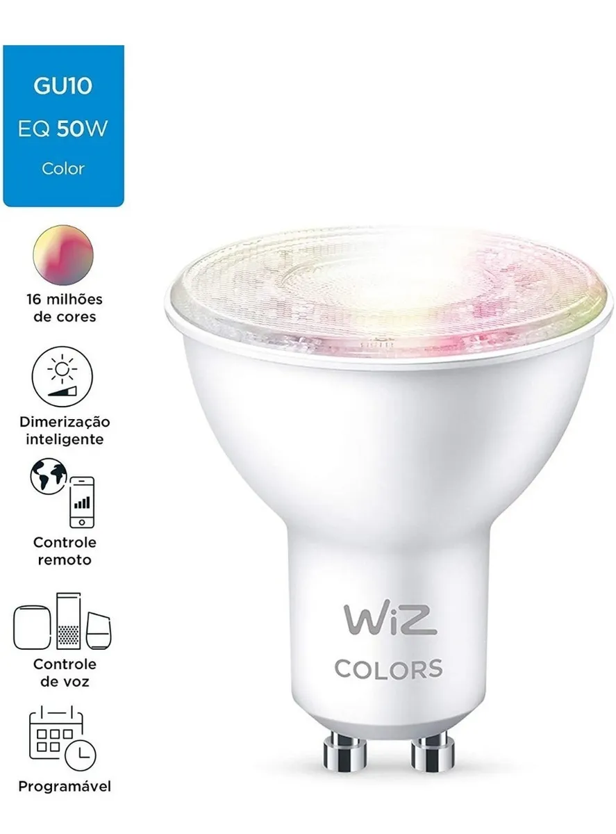 Lâmpada Inteligente Led Wifi Rgb Dicroica GU10 110V WiZ