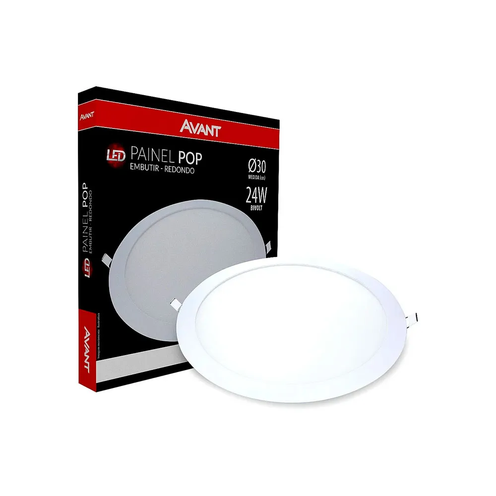 Luminaria Embutir Led Redonda 24W Bivolt 1680Lm 30Cm Avant