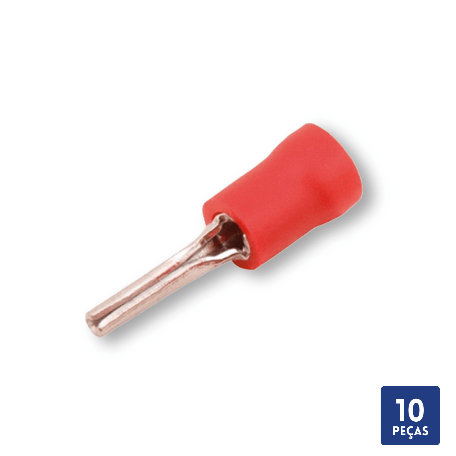 Terminal Pino Pré-Isolado Vermelho 10mm 10 Pçs