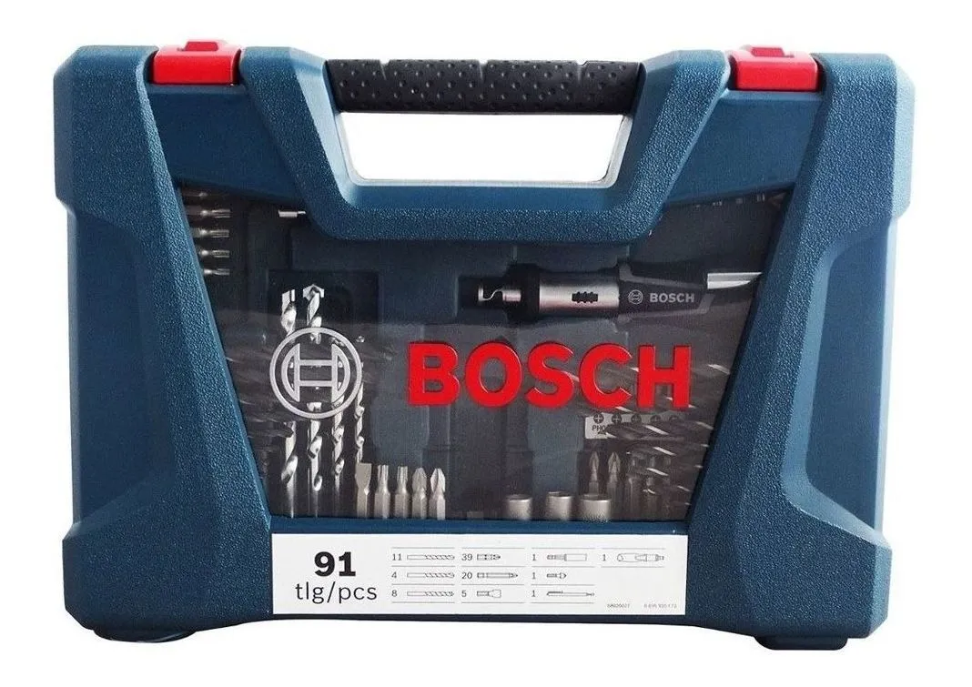 Kit de Pontas e Brocas em Titânio Bosch Com 91 unidades<BR>
