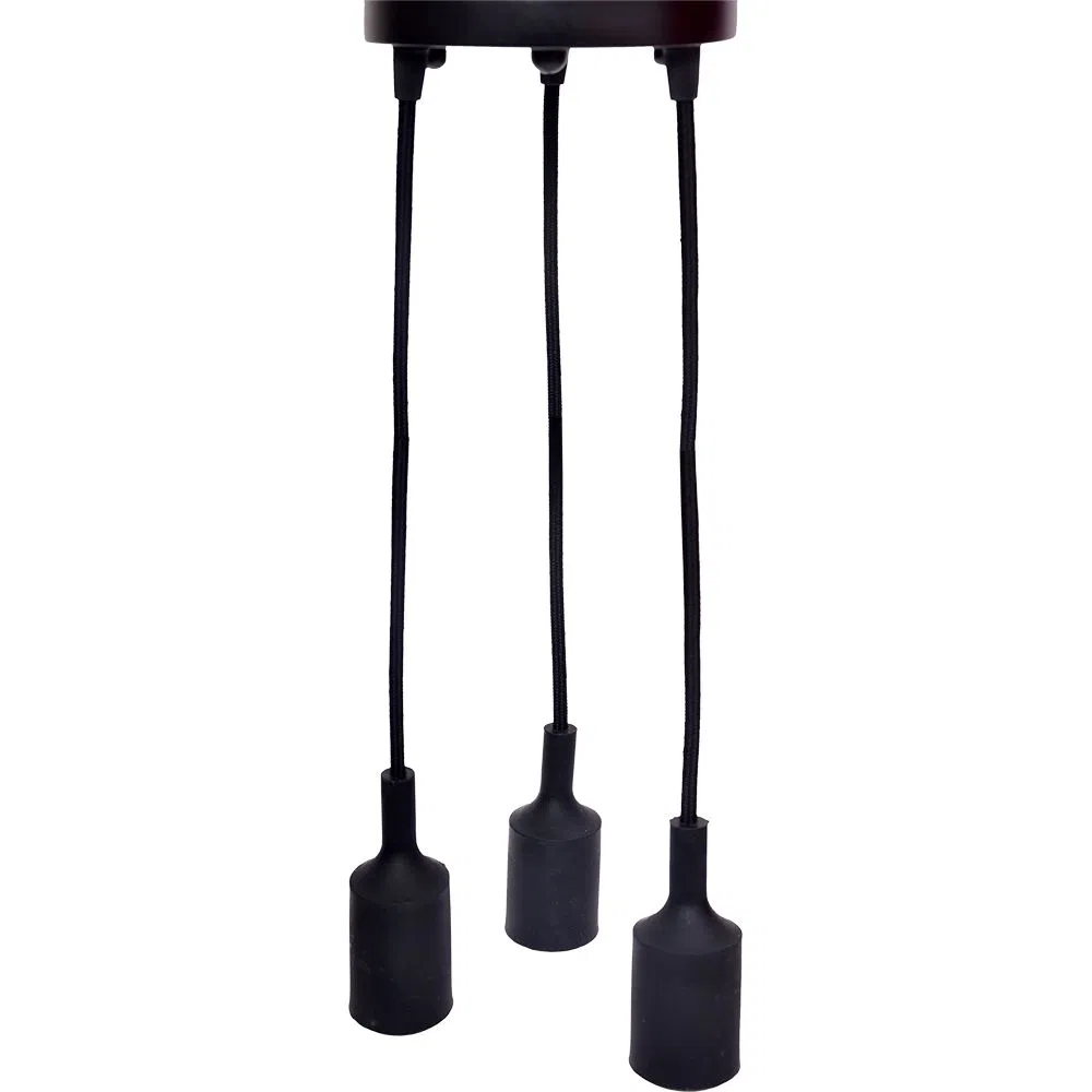 Luminaria Pendente Benjamin 3 Lampadas Preto E27 Avant