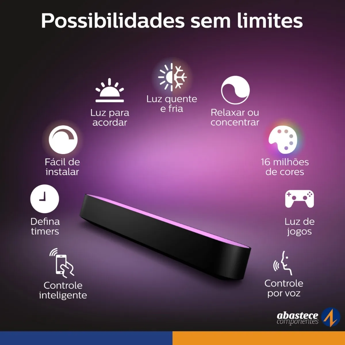 Philips Hue Play Light Bar Extensão Singlepack Color Ambiance Smart Philips Hue Play Light Bar Extensão Singlepack Color Ambiance Smart