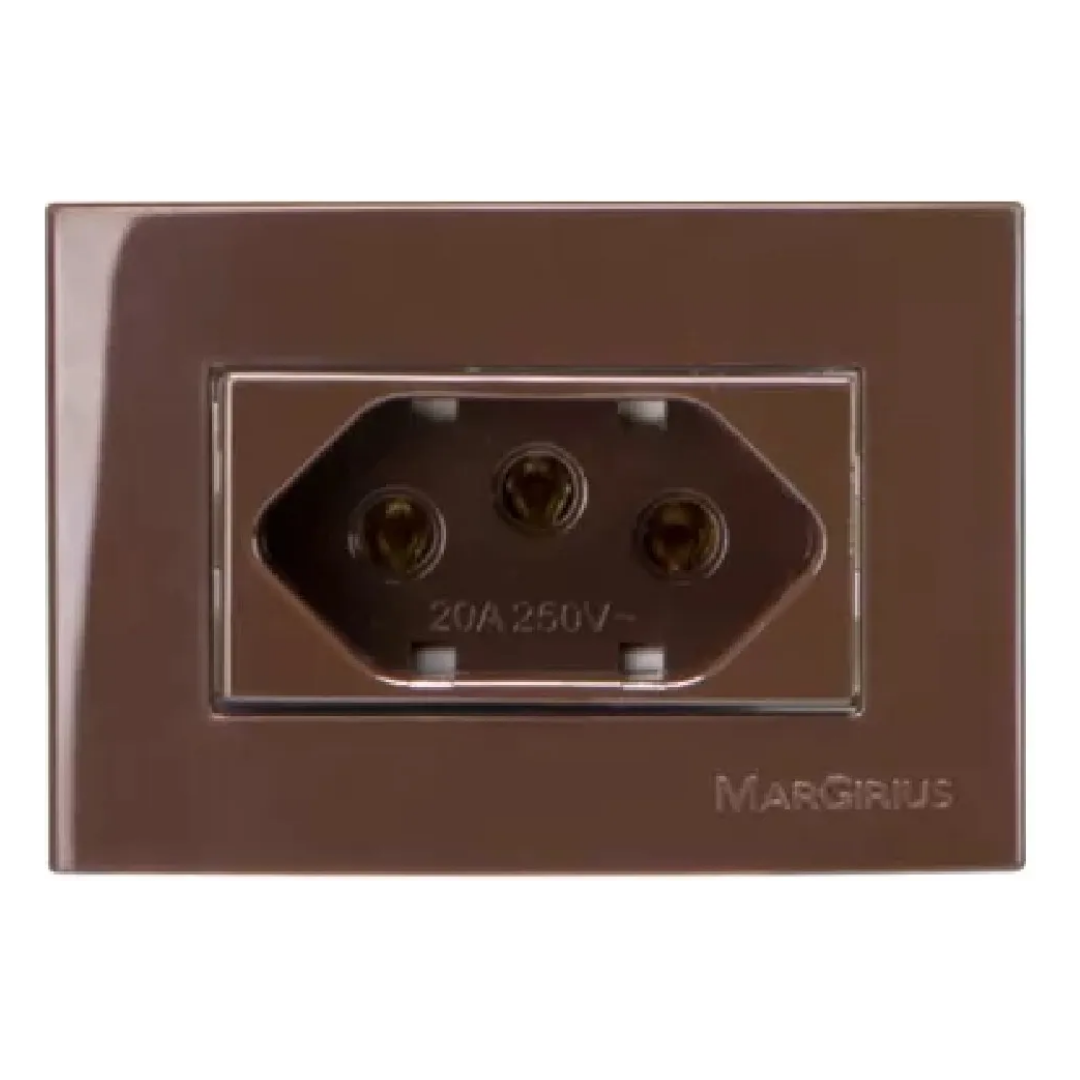 Tomada Para Moveis Marrom Sleek 20A 65X45mm Margirius