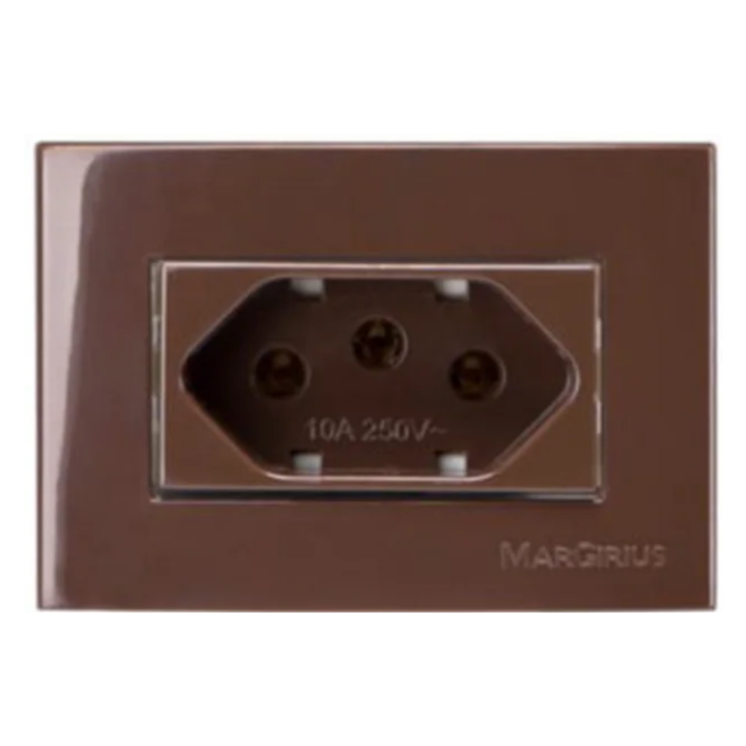 Tomada Para Moveis Marrom Sleek 10A 65X45mm Margirius
