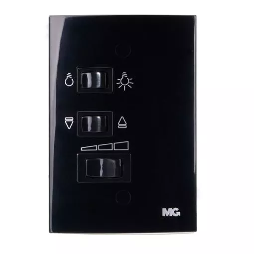 Conjunto Controle Ventilador 3 Vel Ebony Sleek Margirius