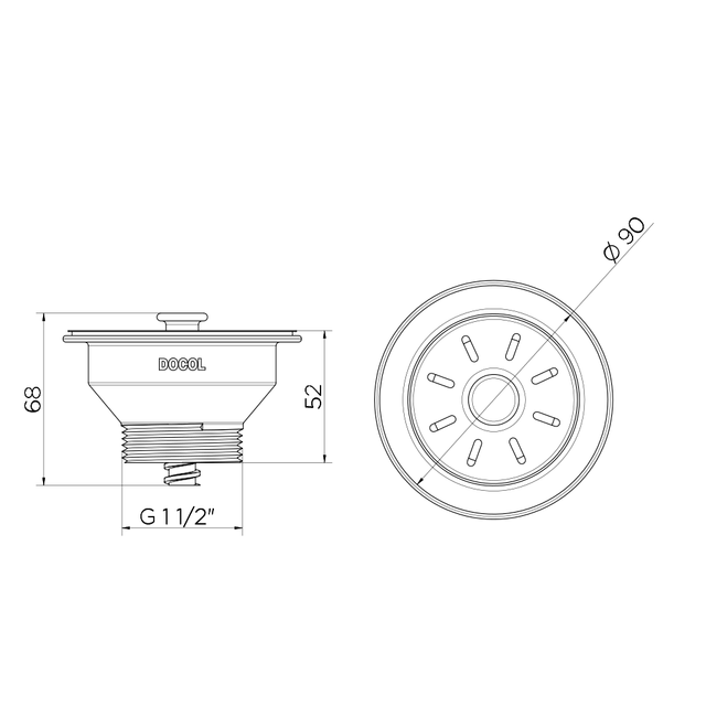 Válvula de Escoamento para Cozinha 3.1/2" 00987700 Docol